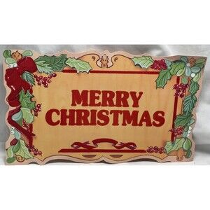 Vintage Eureka Merry Christmas  Paper Velvet ￼Die Cut Wall Decoration Hanging